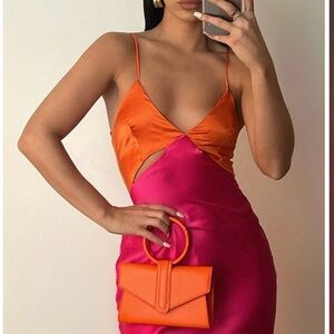 RUNAWAY The Label - Orange and Pink Slip Dress